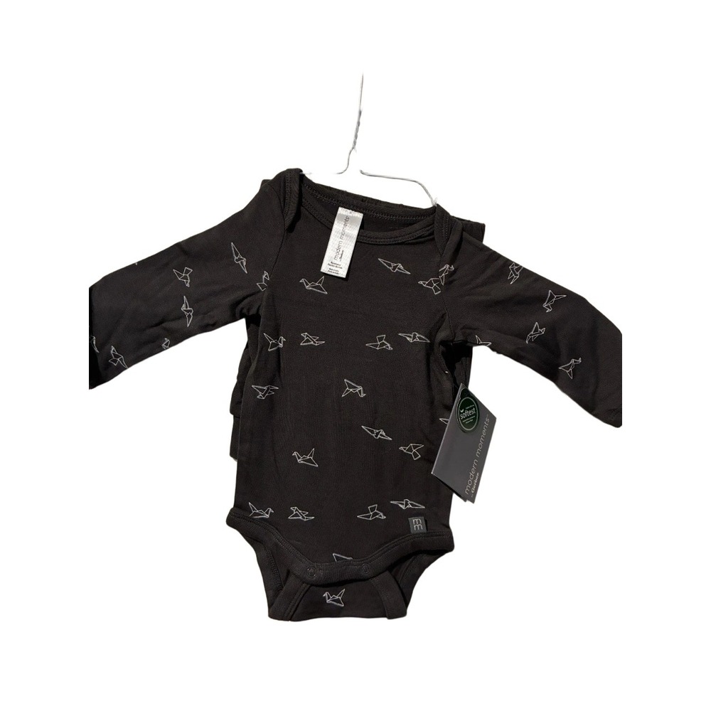 Modern Moments by Gerber‎ Newborn 2PC Bodysuit Pants Set Dark Shadow Origami NWT